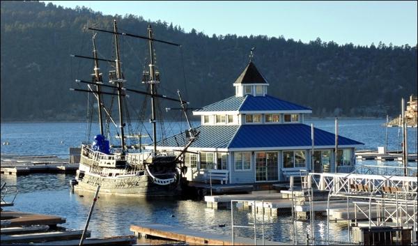 Holloway's Marina fishing boat rentals and The Pirate Ship in Big Bear CA